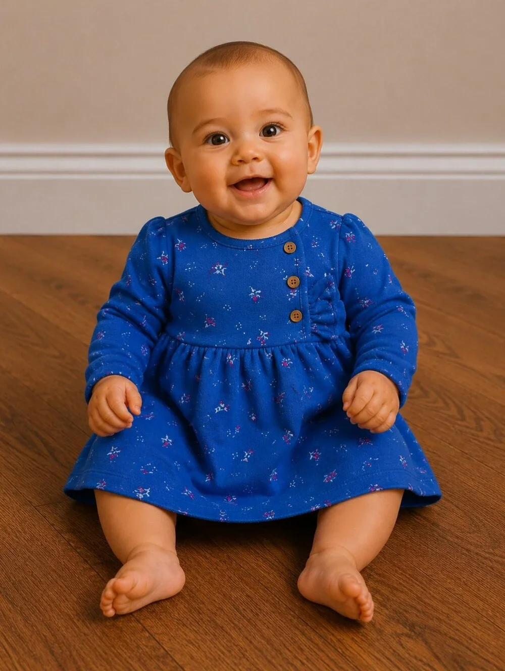 3m Fleece Lined Floral Dress with Bloomers